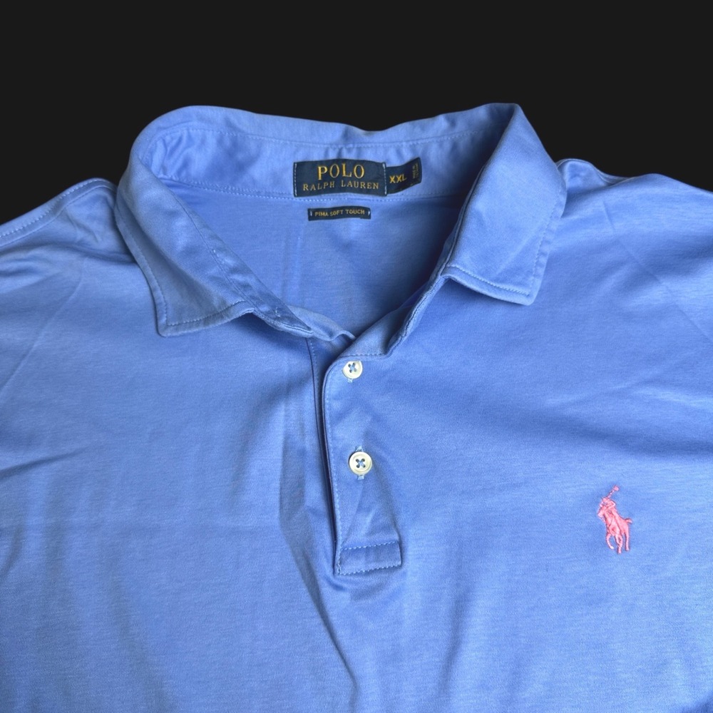 Polo Ralph Lauren Mens XXL Blue Pima Soft Touch Cotton Short Sleeve Polo Shirt